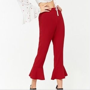 Red pants ankle woven